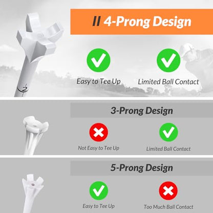 Plastic Golf Tees, 150 Pack (130 Driver Tees + 20 Iron/Hybrid Tees), Low Friction & Resistance, Top Golf Gifts for Men & Unique Golf Gifts for Golfers - color: White(3-1/4'', 130pcs) & White(1-1/2'', 20pcs), Plastic