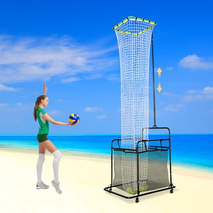 Volleyball Setting Trainer,Adjustable Height and Angle Volleyball Target Net Setter Training Equipment w/Ball Collection Bag for Beginner Outdoor Practice