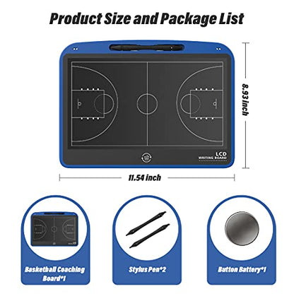 13.5'' Electronic Football Tactical Board, Basketball Coaching LCD Soccer Strategy Board With Stylus Pen, Marker Training Writing Tablet Coach Gifts - color: Basketball Blue