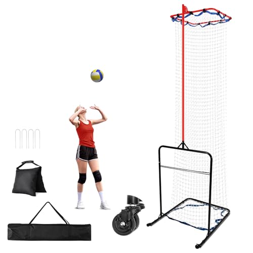 Volleyball Setter Training Equipment 8 Adjustable Heights,Sturdy and Durable 130inch Volleyball Setter Training Net 6 Adjustable Angles for Indoor and Outdoor Training - color: Red