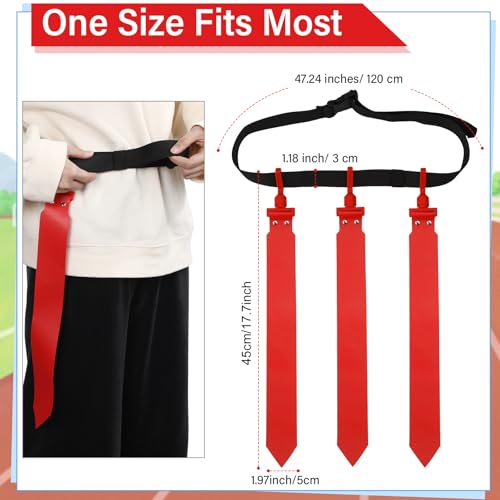 Junkin 6/8/10 Players Flag Football Sets Adjustable Football Belts and Flags for Youths Teens Kids Adults Players Sports Team - color: Red, Yellow