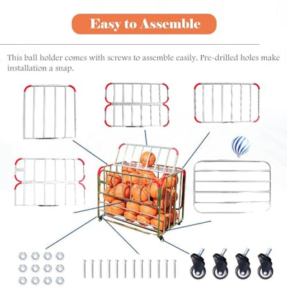 Rolling Sports Ball Storage Cart, Lockable Storage Ball Cart, Rolling Sports Ball Storage Cart for School Gym Equipment, Heavy Duty Indoor Outdoor Ball Locker Cage