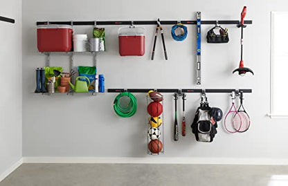 Rubbermaid FastTrack Garage Storage Bike Storage Kit, 3 Piece, All in One Rail Hook Kit Organizer, Heavy Duty Organization for Home/Garage/Wall/Shed - size: 1 Rail, 2 Hooks