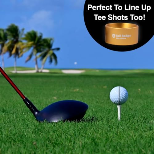 Ball Badge Aim Stripe - 360 Degree Golf Ball Line Marker Kit with Golf Bag Attachment for Perfect Alignment and Precision Putting - color: Gold