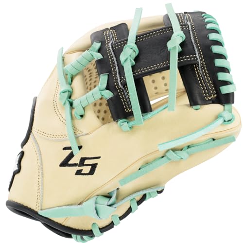 SSK Z5 Craftsman Infield Baseball Glove – 11.25” - 11.5” - 11.75” - 12” – Right & Left Hand Throw - color: Camel/Black/Mint, size: 11.5" - Right Hand Throw