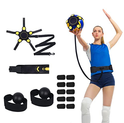 Vefungyan Volleyball Training Equipment Aid - Volleyball Solo Serving, Setting, Spiking Arm Swing Returns Practicing System and Finger Protectors for Beginners & Pro Volleyball Gift Set