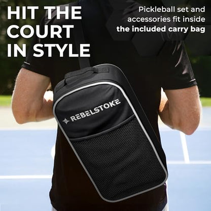 Pickleball Paddles Set of 4 – Premium Fiberglass Paddle Set with 14mm Polypropylene Honeycomb Core – Complete Bundle with 8 Indoor/Outdoor Balls & Carry Bag – for Beginners to Advanced - style: Abstract Lines
