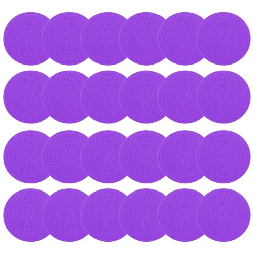 PATIKIL 4 Inch Poly Spot Markers, 24Pcs Non Slip Rubber Floor Dots with Storage Bag Flat Agility Cones for Sports Training Basketball Football - color: Purple