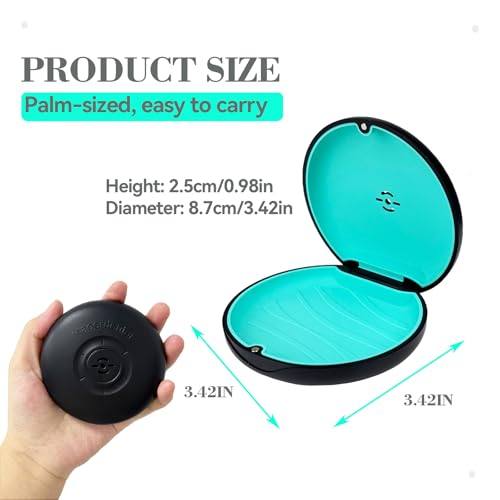 2 Pack Retainer Case,Aligner Case with Vent Holes, Compatible with Invisalign, Mouth Guard Case，Portable Slim Travel Cute Orthodontic Retainer Case (Black Purple+Black Cyan)