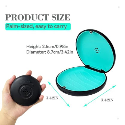 2 Pack Retainer Case,Aligner Case with Vent Holes, Compatible with Invisalign, Mouth Guard Case，Portable Slim Travel Cute Orthodontic Retainer Case (Black Purple+Black Cyan)