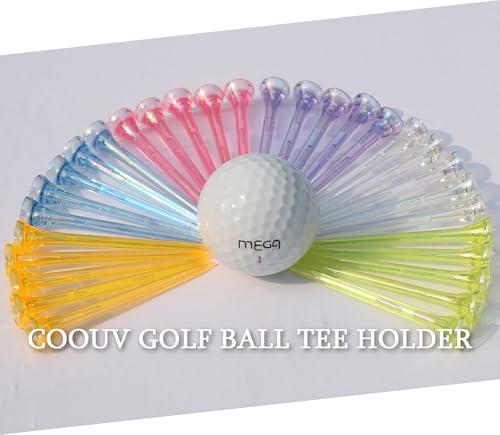 Golf Tees 2.68’’ 2.83’’ 10/20/30 Count Crystal Plastic Golf Tees Reduced Friction & Side Spin Professional Unbreakable TEES - color: 10 PCS Mixed Colors, size: 2.68"