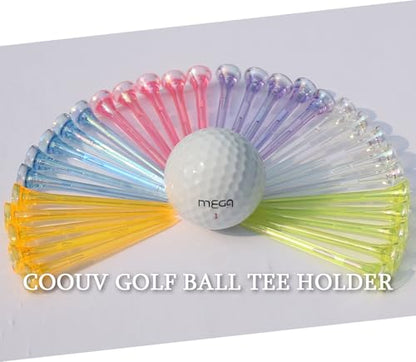 Golf Tees 2.68’’ 2.83’’ 10/20/30 Count Crystal Plastic Golf Tees Reduced Friction & Side Spin Professional Unbreakable TEES - color: 10 PCS Mixed Colors, size: 2.83"