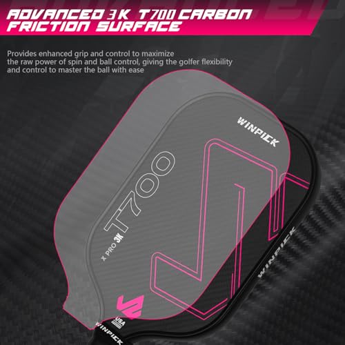 Pickleball Paddle, T700 Raw Carbon Fiber Pickleball Paddle, Thermoformed Pickleball Racket with 16 MM Polypropylene Honeycomb Core, Non Slip Grip, More Control & Power, USAPA Approved