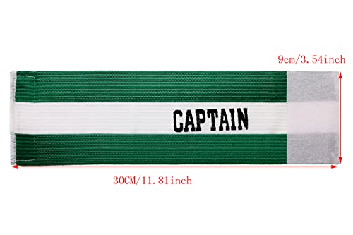 ONLYKXY Captain Armbands 9x30CM/3.54x11.81inch Adjustable Leader Armband for Soccer Basketball Volleyball School Team Competition Coach Players Wrist Arm Bands - color: Green + White