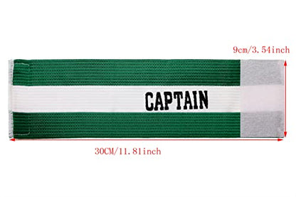 ONLYKXY Captain Armbands 9x30CM/3.54x11.81inch Adjustable Leader Armband for Soccer Basketball Volleyball School Team Competition Coach Players Wrist Arm Bands - color: Green + White