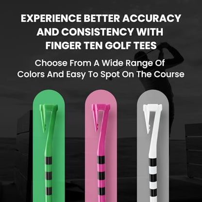 Golf Tees Plastic 3 1/4 Inch with Built-in Hat Clip 20 Pack, Unbreakable 4-Prong Striped Tees for Consistent Height, Bright Colors with Quick On-Course Access Design - color: Green