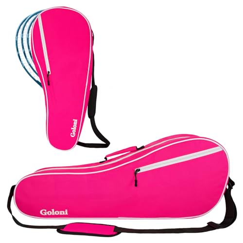 Goloni Tennis Bag for 3-4 Rackets, Water-Resistant Racket Bag with Padded Protection for Men Women Adults - color: Pink