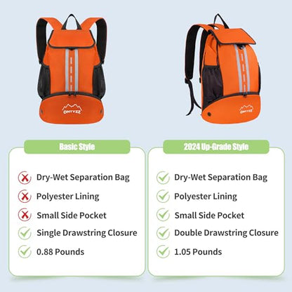 ONTYZZ Sports Backpack with Drawstring Closure Basketball Backpack with Shoe Compartment Swim Beach Bag - color: Basics-Orange