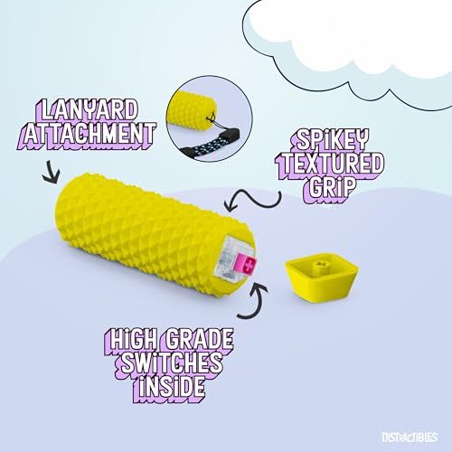 Distractibles Spike Roller Clicker, Tactile Pain Stim Fidget with Clicker Switch, Pain Stimulation Roller with Lanyard (Yellow) - color: Yellow