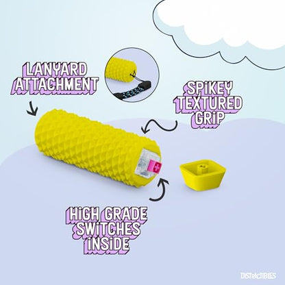 Distractibles Spike Roller Clicker, Tactile Pain Stim Fidget with Clicker Switch, Pain Stimulation Roller with Lanyard (Yellow) - color: Yellow