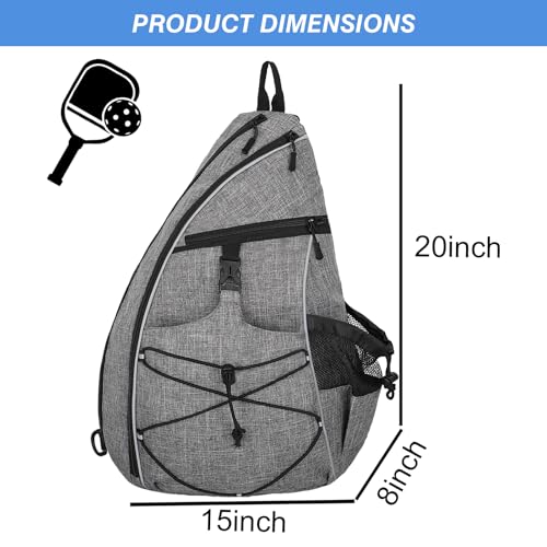 WOLT Pickleball Bag,Crossbody Sling Bags for Women Men,Pickleball Backpack with Fence Hook for Tennis, Racketball - color: Grey_Left