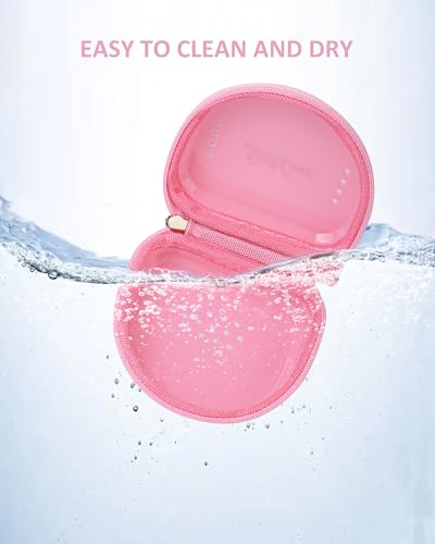 Mouth Guard Case with Zipper, Portable Carrying Retainer Mouthguard Case for Youth Football, Breathable Mouth Guard Boxing with Climbing Clip, Travel Storage Adult & Youth Sizes Pink