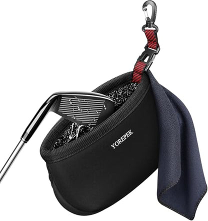 YOREPEK Golf Gifts for Men, Golf Club Cleaner Bag in Gift Box, Golf Ball Cleaner with Towel & 360° Rotating Clip, Golf Bag Accessories for Men Dad Golfer, Black