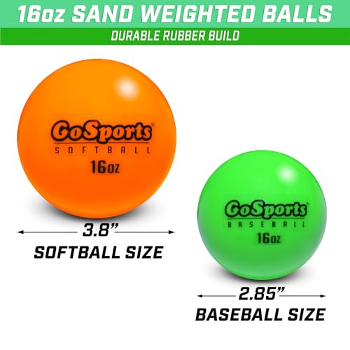 GoSports Weighted Training Balls - Choose Baseball or Softball - Hitting & Pitching Training for All Skill Levels - Improve Power and Mechanics - color: Baseball 6 Pack - Green