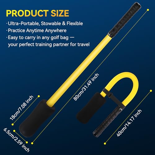 MIKOSI Golf Rope Swing Trainer - Ultra-Light, Safe & Soft EVA Swing Rope Design, Golf Warm Up & Practice Stick, Real Swing Feel & Effective Practice, Natural and Fluid Swing Tempo, Beginner-Friendly