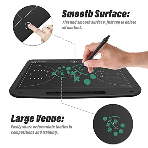 13.5'' Electronic Football Tactical Board, Basketball Coaching LCD Soccer Strategy Board With Stylus Pen, Marker Training Writing Tablet Coach Gifts - color: Basketball Black