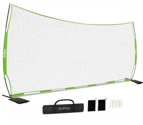 Lacrosse Backstop Net 20x10 ft Basketball Backstop Net for Backyard Sport Netting Barrier Ball Stop Net Includes Portable Carry Bag 2 Sand Bags 4 Ground Stakes