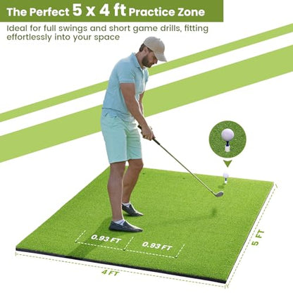 Golf Mat, 5x4ft/6x4ft Large Golf Hitting Mats for Practice Outdoor Indoor, 26mm Thick, High-Elasticity Artificial Turf Mat for Garage Simulator Chipping Driving Swinging Training, Gifts for Him Men - size: 5x4ft 26mm Large Sized