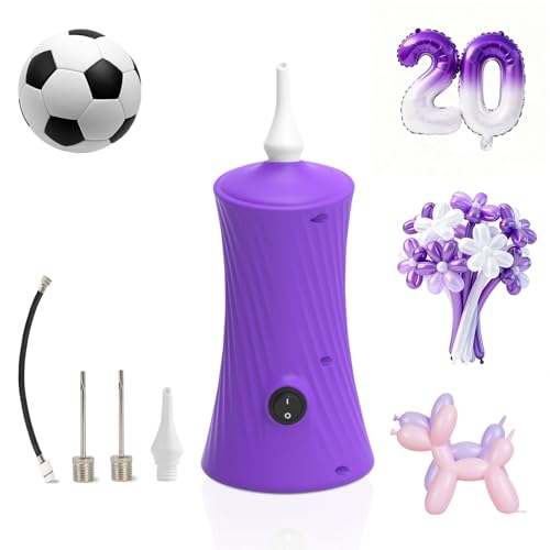 Ball Pump Balloon Pumps Electric, Balloon Pump Portable Long Animal Balloon Pump, Electric Blower Machine Inflator Basketball Pump 260 Balloon Pump for Party/Wedding/Birthday Decorations - color: Deep Purple