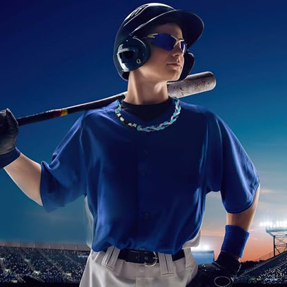 Willtok Premium 18inch Baseball Necklace w/Nylon Tri-Braided Rope Tornado Design - color: Navy Red White