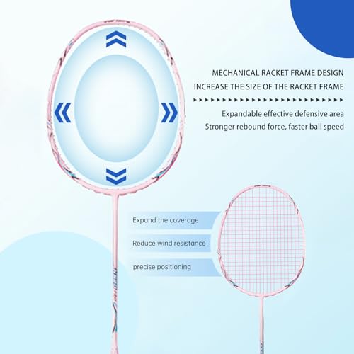 Badminton Rackets,Badminton Racket Set,Both Offensive and Defensive,Composite Carbon Ultra Light 82g Professional Training Racket,Including 2 Rackets,2 Shuttlecocks,and 1 Bag - color: 021-pink