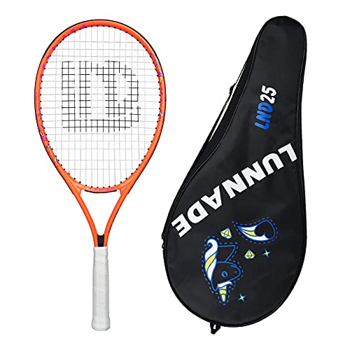 Tennis Racket for Kids Junior, 19/21/23/25 Inch Youth Tennis Racquet with Cover, Suitable for Beginner Boys and Girls Age 3-12 - color: Orange
