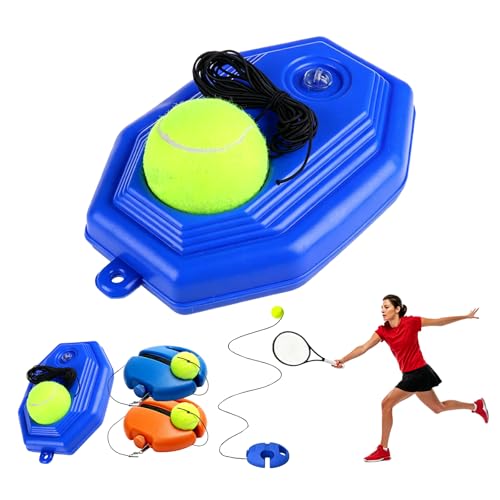 Tennis Practice rebounder, Solo Tennis Trainer Rebound Ball. Equip Your Home Backyard Court Today. Lead Daily Athletic Drills steadily utilizing This Useful Tennis Ball on String for Practice - color: Blue-Square
