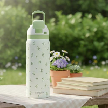 Botanical Insulated Stainless Steel Water Bottle with Straw for Sports and Travel, 32oz, Gifts for Women Girls Friends Teens Birthday Christmas - color: Botanical 1