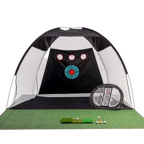 Golf Hitting Net,Chipping Net,Tri-Turf Mat,Golf Hitting Aid,10x7FT Practice Net for Backyard Driving,Chipping Training,Target Mat Balls for Indoor Outdoor use,Gifts for Men Dad Him Golfer