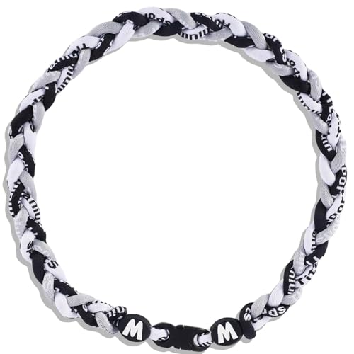 Willtok Premium 18inch Baseball Necklace w/Nylon Tri-Braided Rope Tornado Design - color: Gray Black White