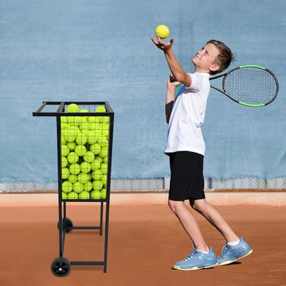 Rolling Cart for Tennis Balls,Professional Rolling Tennis Cart with Practical Handle and Two Wheels,Portable Tennis Ball Holder Basket