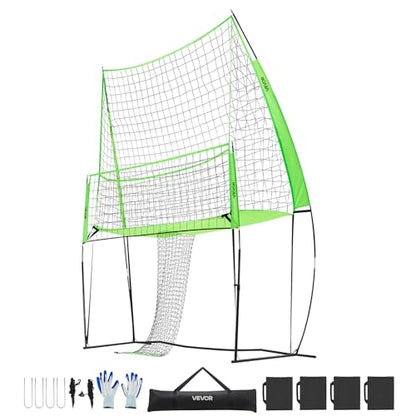 VEVORAdjustable Height Badminton Net Set for Backyard Beach Lawn, Outdoor Portable Volleyball Net with Carrying Bag, 4 Square Quick Assemble Game Set for Kids and Adults