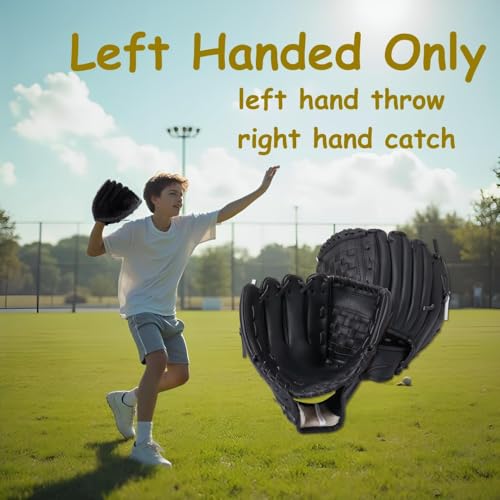 Urby Left Handed Baseball Glove, Left Handed T Ball Glove for Lefty, Left Hand Throw Only. T-Ball & Youth Baseball Gloves. - color: Black, size: 11.5in Age 7-11