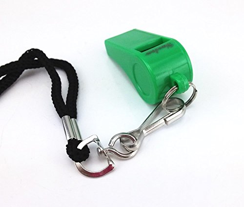 yueton Plastic Coach Whistles with Lanyard, Pack of 6 - color: Green