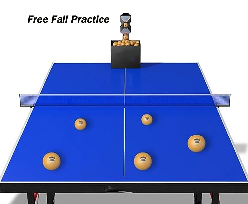 Ping Pong Robot Machine, Ping Pong Tennis Ball Launcher with Remote Control, 4-40 M/S Can Hold About 100 Balls, Penalty Kick, Forehand and Backhand Practice, for Home School Practicing