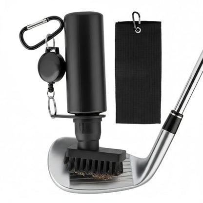 Golf Club Brushes & Golf Towel,Heavy Duty Retractable Clip- Squeeze Water Bottle 7.5 Inche for Easy Cleaning with Nylon Bristles- Holds 4 Oz Water,Golf Cleaner Accessories for Men