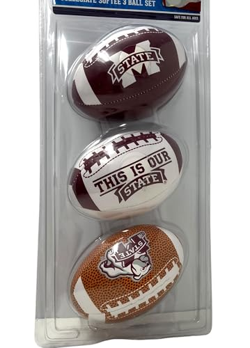 Rawlings NCAA 3 Pack Softee Football, 5", Team Colors - style: Mississippi State
