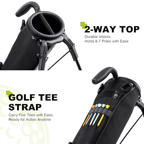 uniHimal Golf Lightweight Stand Carry Bag– Easy to Carry and Durable Pitch n Putt Golf Bag for The Driving Range, Par 3 and Executive Courses–31.5 inches Tall - color: Black