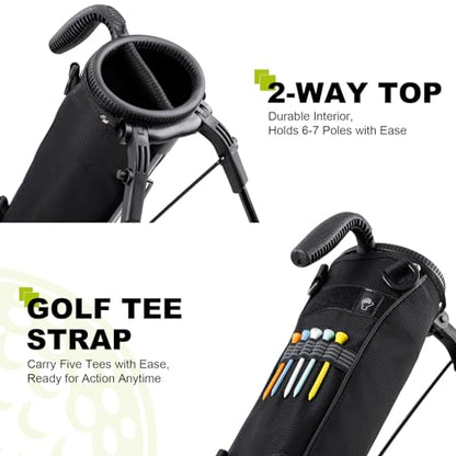 uniHimal Golf Lightweight Stand Carry Bag– Easy to Carry and Durable Pitch n Putt Golf Bag for The Driving Range, Par 3 and Executive Courses–31.5 inches Tall - color: Black