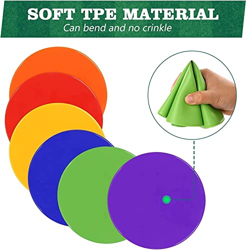 8 Inch Poly Vinyl Spot Markers, Non Slip Rubber Agility Markers Flat Field Cones Floor Dots,for Exercise Drills, Sports, Speed Agility Training -12 Pcs
